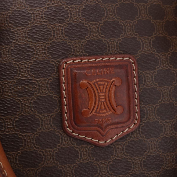 CELINE Macadam Canvas Hand Bag PVC Leather Brown Gold Auth ka5768A