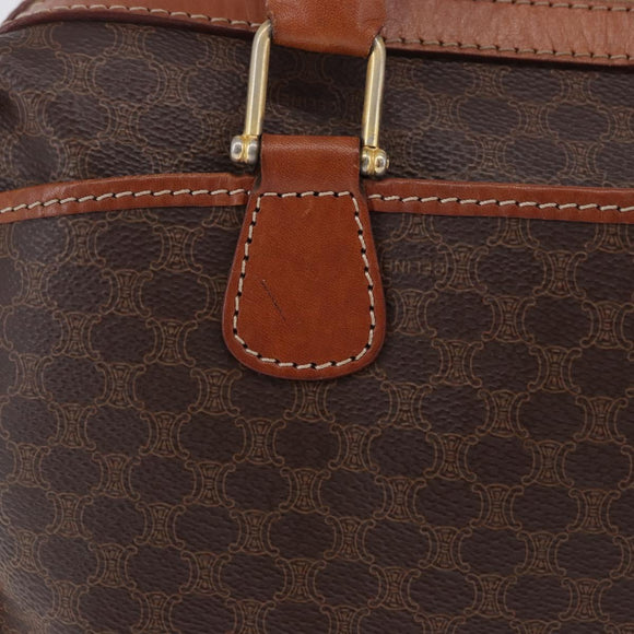CELINE Macadam Canvas Hand Bag PVC Leather Brown Gold Auth ka5768A