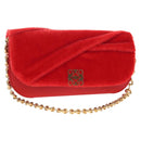 LOEWE Chain Goya Shoulder Bag Leather Red Gold Auth ka576M-1