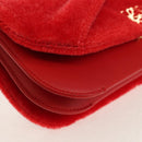 LOEWE Chain Goya Shoulder Bag Leather Red Gold Auth ka576M-15