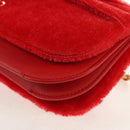 LOEWE Chain Goya Shoulder Bag Leather Red Gold Auth ka576M-16