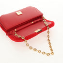 LOEWE Chain Goya Shoulder Bag Leather Red Gold Auth ka576M-9
