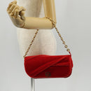 LOEWE Chain Goya Shoulder Bag Leather Red Gold Auth ka576M-28