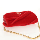 LOEWE Chain Goya Shoulder Bag Leather Red Gold Auth ka576M-6
