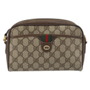 GUCCI GG Supreme Web Sherry Line Bag PVC Beige Gold 116 02 089 Auth ka5771-13