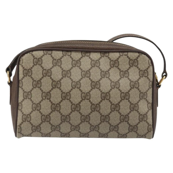 GUCCI GG Supreme Web Sherry Line Bag PVC Beige Gold 116 02 089 Auth ka5771