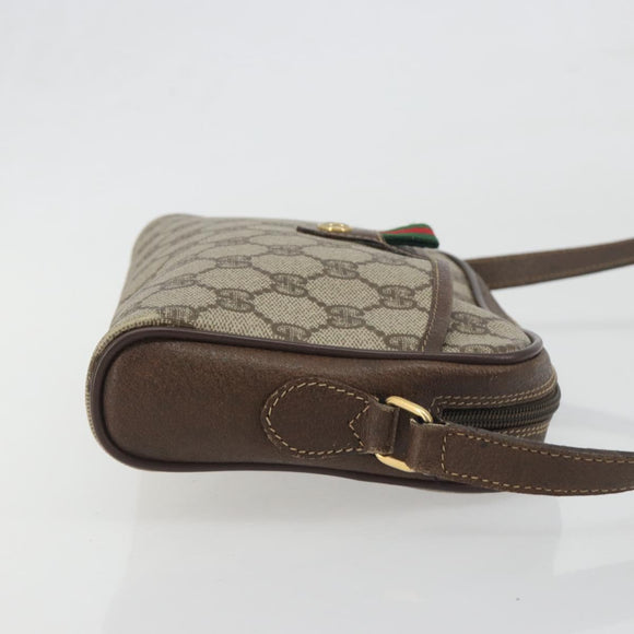 GUCCI GG Supreme Web Sherry Line Bag PVC Beige Gold 116 02 089 Auth ka5771