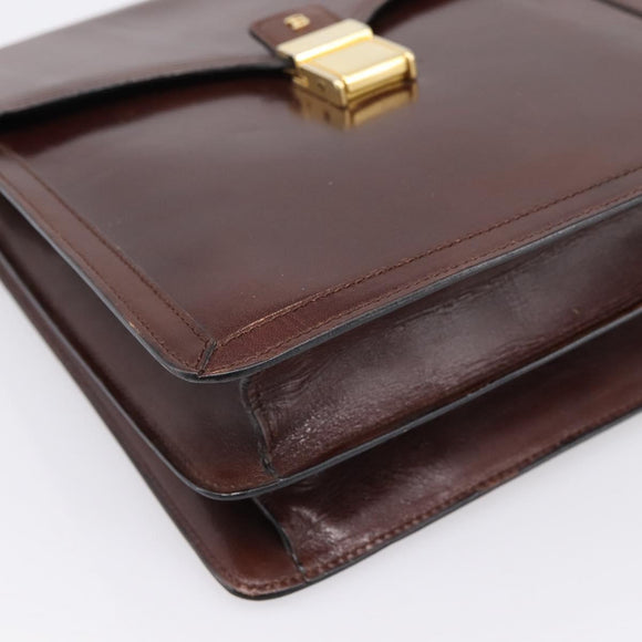 BALLY Shoulder Bag Leather Brown Gold Auth ka5774