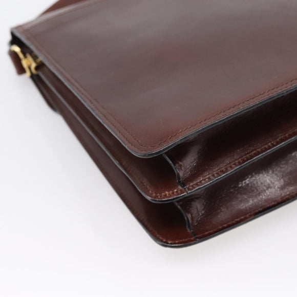 BALLY Shoulder Bag Leather Brown Gold Auth ka5774