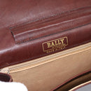BALLY Shoulder Bag Leather Brown Gold Auth ka5774-15