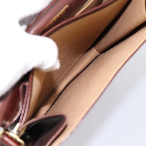 BALLY Shoulder Bag Leather Brown Gold Auth ka5774