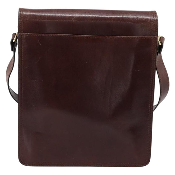 BALLY Shoulder Bag Leather Brown Gold Auth ka5774