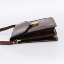 BALLY Shoulder Bag Leather Brown Gold Auth ka5774-4