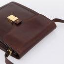BALLY Shoulder Bag Leather Brown Gold Auth ka5774-6