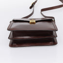 BALLY Shoulder Bag Leather Brown Gold Auth ka5774-9