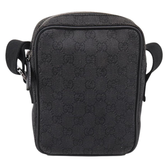 GUCCI GG Canvas Shoulder Bag Black Silver 101680 Auth ka5778