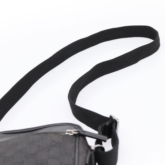 GUCCI GG Canvas Shoulder Bag Black Silver 101680 Auth ka5778