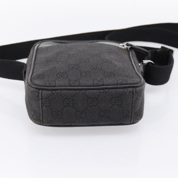 GUCCI GG Canvas Shoulder Bag Black Silver 101680 Auth ka5778