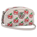 GUCCI GG Marmont Apple Shoulder Bag Leather White Silver 447632 Auth ka5779M-1