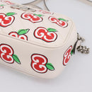 GUCCI GG Marmont Apple Shoulder Bag Leather White Silver 447632 Auth ka5779M-10