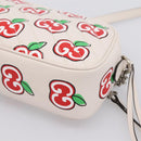 GUCCI GG Marmont Apple Shoulder Bag Leather White Silver 447632 Auth ka5779M-12