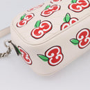 GUCCI GG Marmont Apple Shoulder Bag Leather White Silver 447632 Auth ka5779M-13