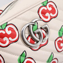 GUCCI GG Marmont Apple Shoulder Bag Leather White Silver 447632 Auth ka5779M-15