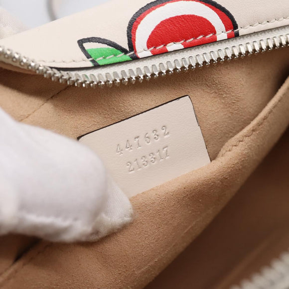 GUCCI GG Marmont Apple Shoulder Bag Leather White Silver 447632 Auth ka5779M