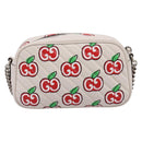 GUCCI GG Marmont Apple Shoulder Bag Leather White Silver 447632 Auth ka5779M-3