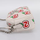 GUCCI GG Marmont Apple Shoulder Bag Leather White Silver 447632 Auth ka5779M-4