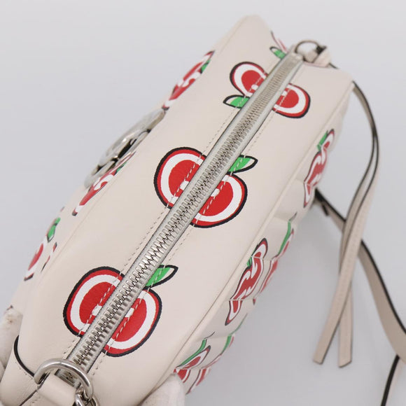 GUCCI GG Marmont Apple Shoulder Bag Leather White Silver 447632 Auth ka5779M