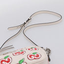 GUCCI GG Marmont Apple Shoulder Bag Leather White Silver 447632 Auth ka5779M-8