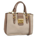 Miu Miu Hand Bag Leather 2way Beige Gold Auth ka5783A-1