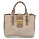 Miu Miu Hand Bag Leather 2way Beige Gold Auth ka5783A-13