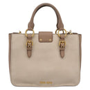 Miu Miu Hand Bag Leather 2way Beige Gold Auth ka5783A-2
