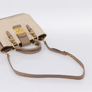 Miu Miu Hand Bag Leather 2way Beige Gold Auth ka5783A-9