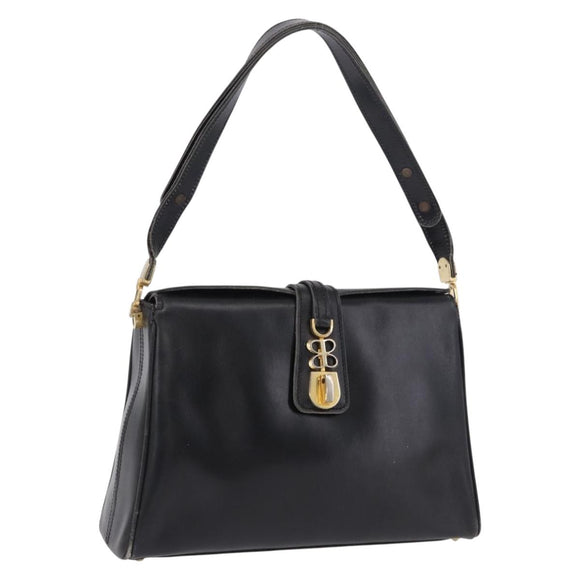 BALENCIAGA Shoulder Bag Leather Black Gold Auth ka5786