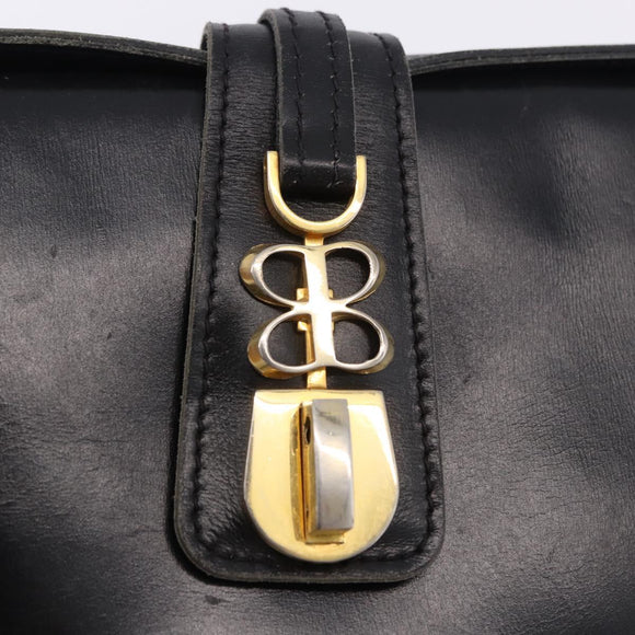 BALENCIAGA Shoulder Bag Leather Black Gold Auth ka5786