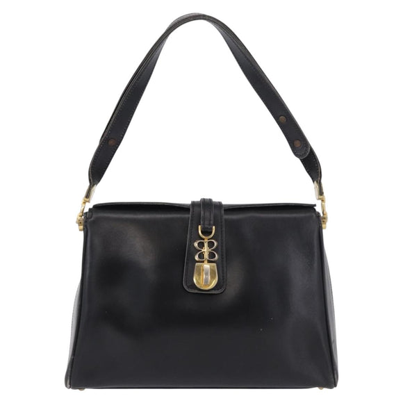 BALENCIAGA Shoulder Bag Leather Black Gold Auth ka5786