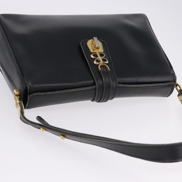 BALENCIAGA Shoulder Bag Leather Black Gold Auth ka5786
