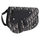 Christian Dior Trotter Canvas Saddle Oblique Jacquard Bag Navy Auth ka5789M-1