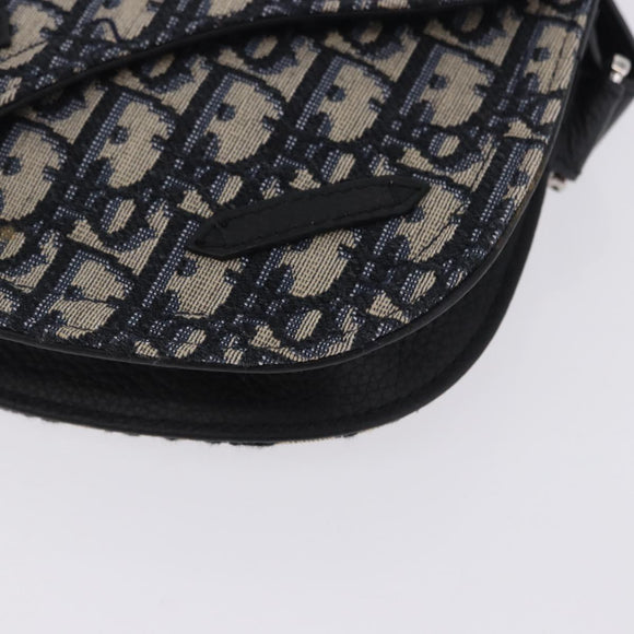 Christian Dior Trotter Canvas Saddle Oblique Jacquard Bag Navy Auth ka5789M
