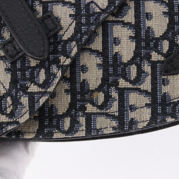 Christian Dior Trotter Canvas Saddle Oblique Jacquard Bag Navy Auth ka5789M
