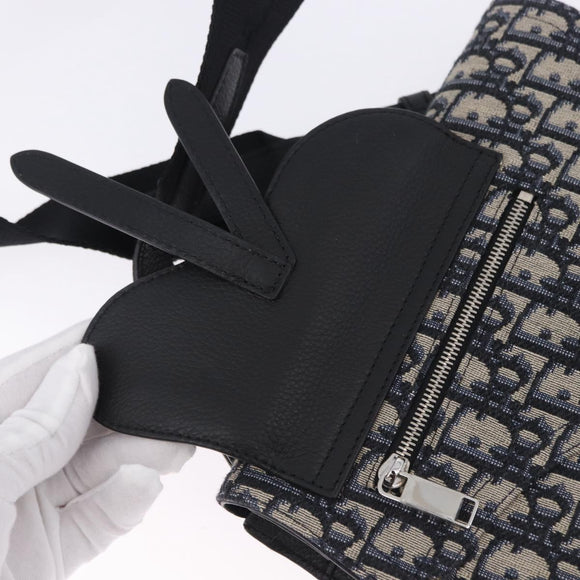 Christian Dior Trotter Canvas Saddle Oblique Jacquard Bag Navy Auth ka5789M