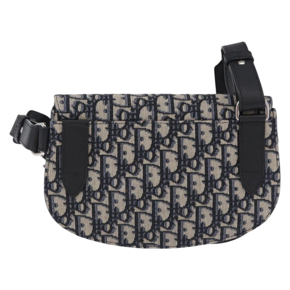 Christian Dior Trotter Canvas Saddle Oblique Jacquard Bag Navy Auth ka5789M