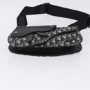 Christian Dior Trotter Canvas Saddle Oblique Jacquard Bag Navy Auth ka5789M-5
