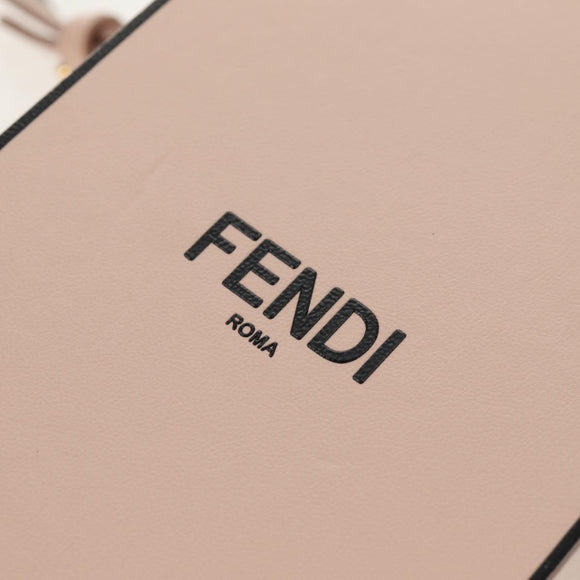 FENDI Shoulder Bag Leather Beige Gold Auth ka578M