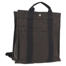 HERMES Her Line A Dos MM Backpack Canvas Gray Silver Auth ka579