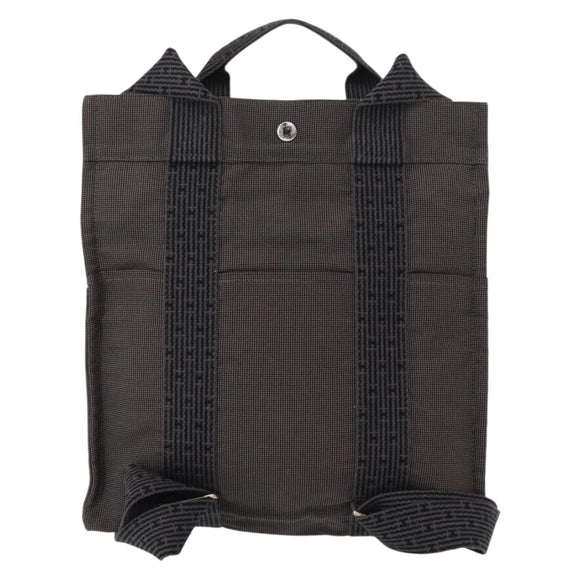 HERMES Her Line A Dos MM Backpack Canvas Gray Silver Auth ka579