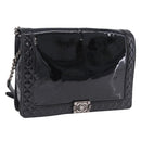 CHANEL Matelasse Boy Chanel Chain Bag Patent leather Black CC Auth ka5793V-1